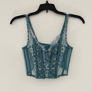 Victoria's Secret Lace Sheer Mesh Corset Top Size XS Romantic Bustier Lingerie